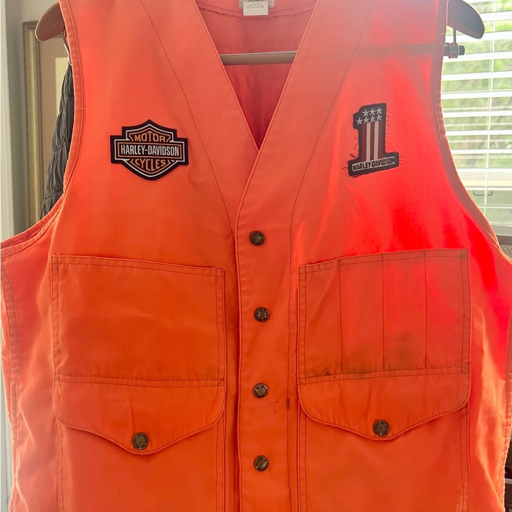 Filson & Harley-Davidson Orange Vest - rare, real vintage, one-of-one! Sz 42